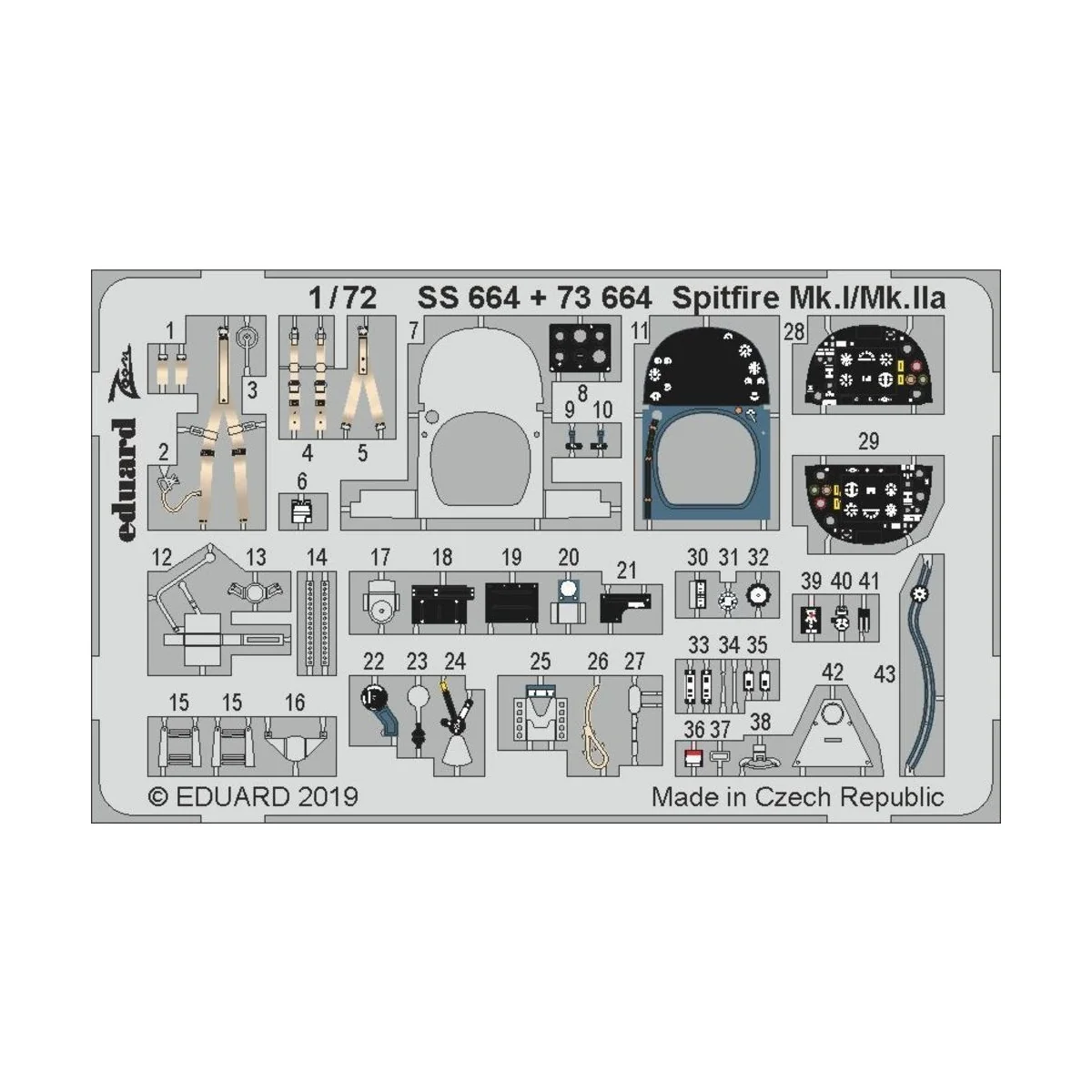 Spitfire Nk.I/Mk.IIa for Airfix, 1/72 - Eduard Accessories SS664
