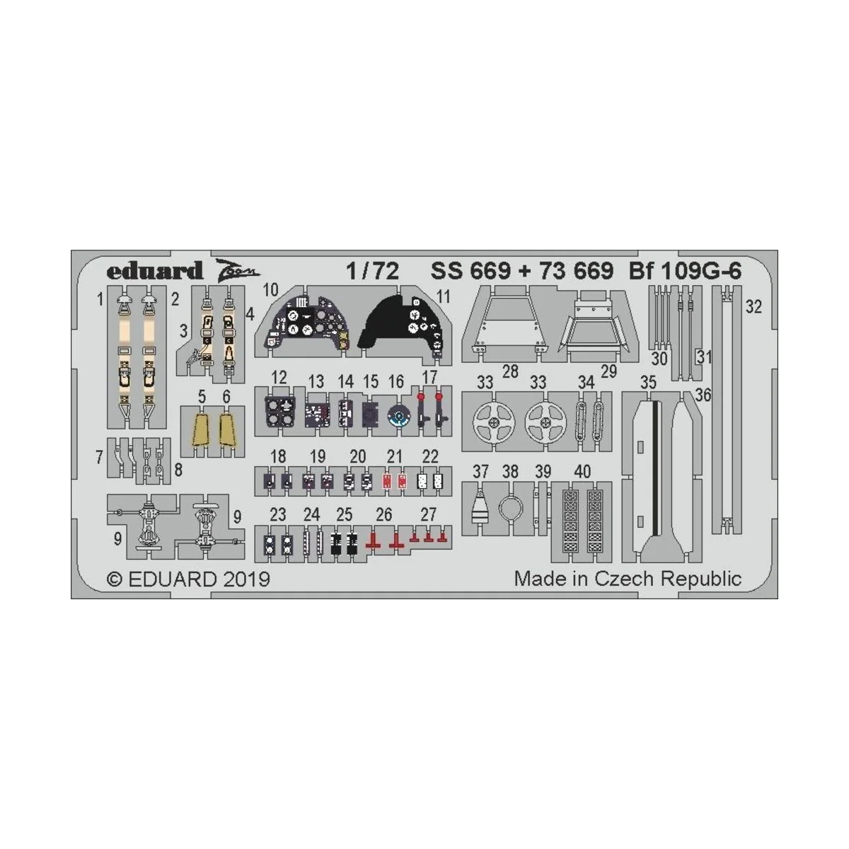 Bf 109G-6 for Tamiya, 1/72 - Eduard Accessories SS669