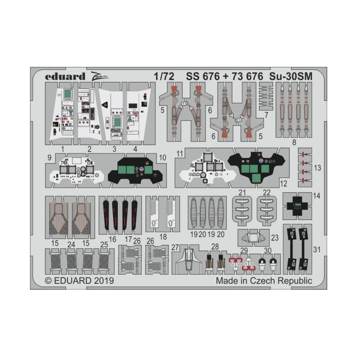 Su-30SM for Zvezda, 1/72 - Eduard Accessories SS676