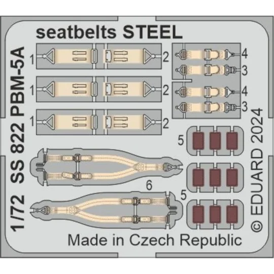 PBM-5A seatbelts STEEL 1/72 ACADEMY - Eduard Accessories SS822
