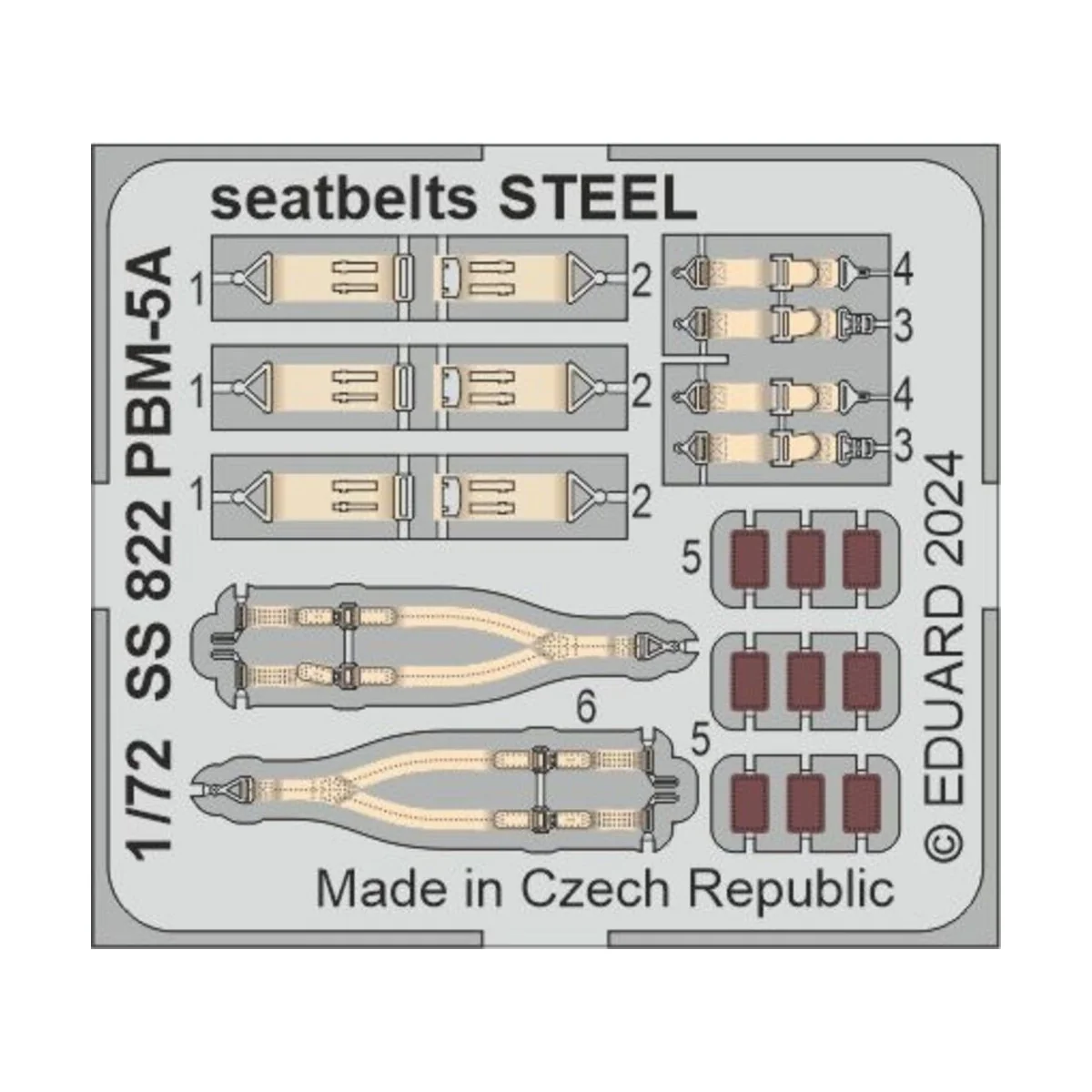 PBM-5A seatbelts STEEL 1/72 ACADEMY, 1/72 - Eduard Accessories SS822