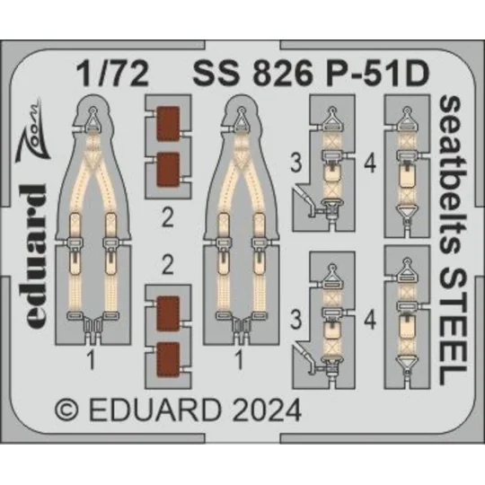 P-51D seatbelts STEEL, 1/72 - Eduard Accessories SS826