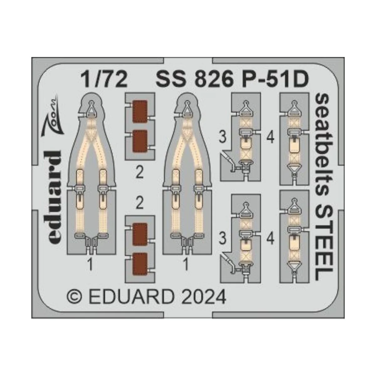 P-51D seatbelts STEEL, 1/72 - Eduard Accessories SS826
