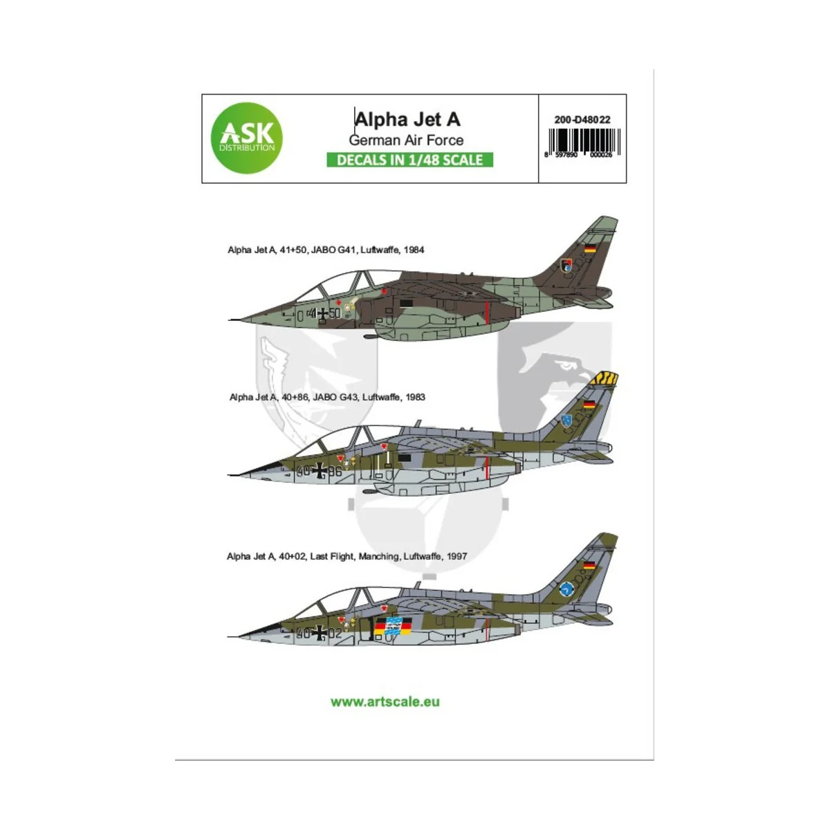 Alpha Jet A Germain Air Force - Bundeswehr, 1/48 - Art Scale Kit 20...