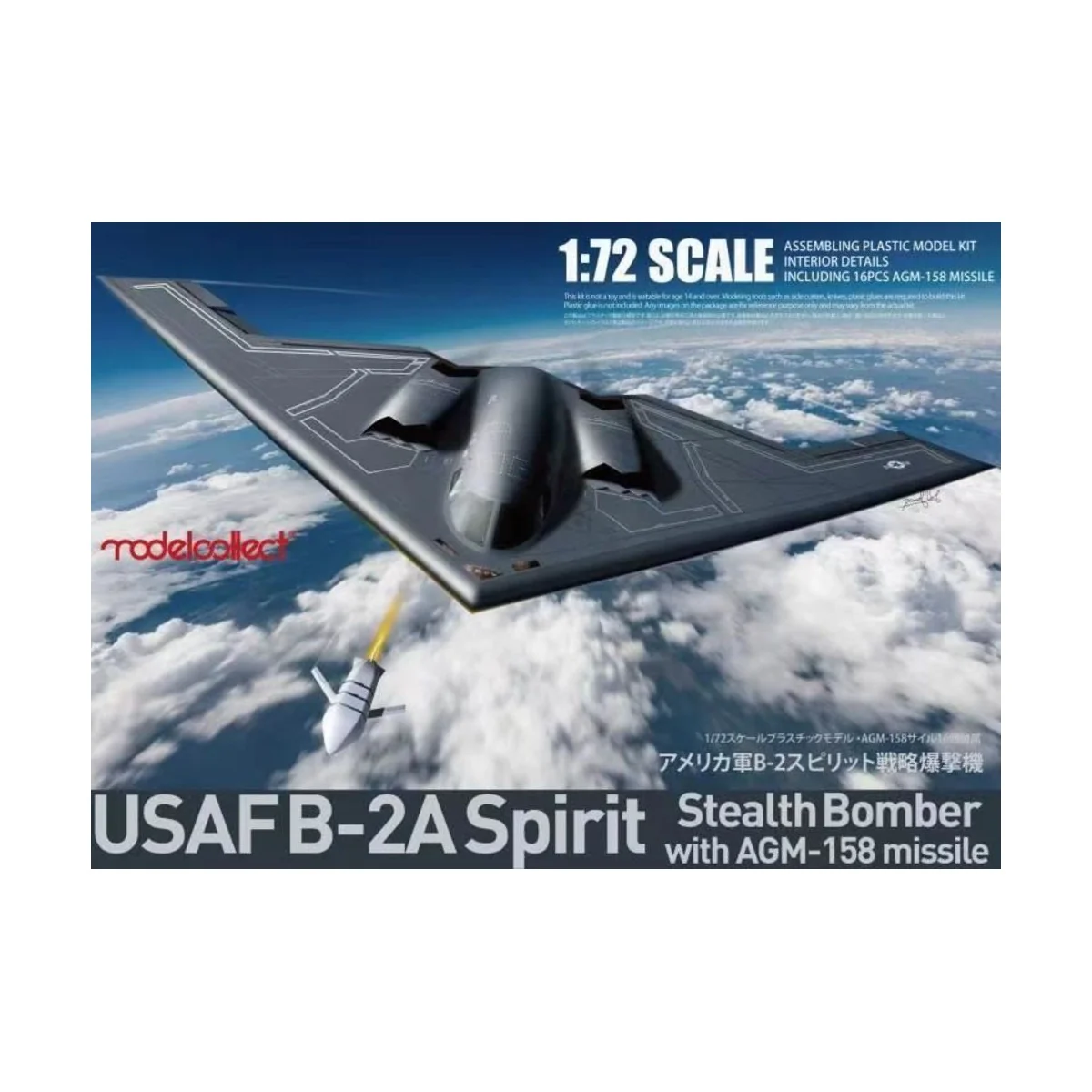 USAF B-2A Spirit Stealth Bomber with AGM-158 missile, 1/72 - Modelc...