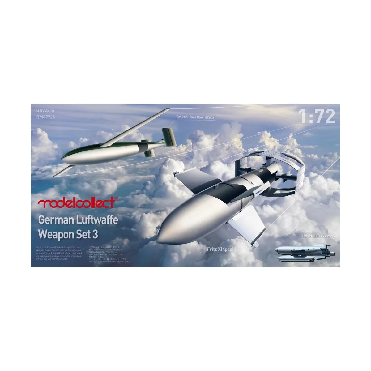 German WWII luftwaffe weapon set 3 bv246 *2 , fritz X *4, Hs293 *2 ...