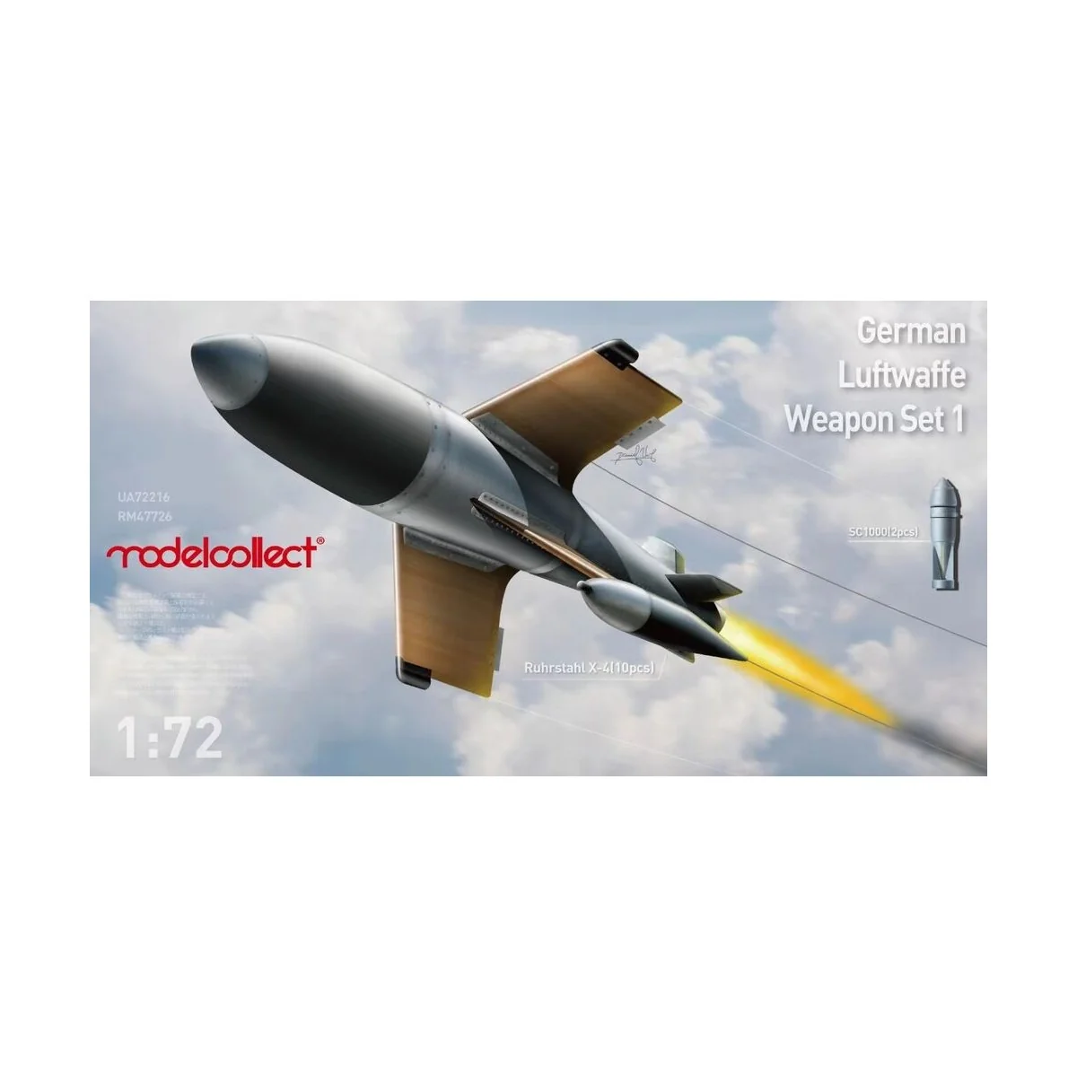 German WWII aircraft weapon set, X-4 *10 and SC1000 *4, 1/72 - Mode... German WWII aircraft weapon set, X-4 *10 and SC1000 *4, 1/72 - Mode...