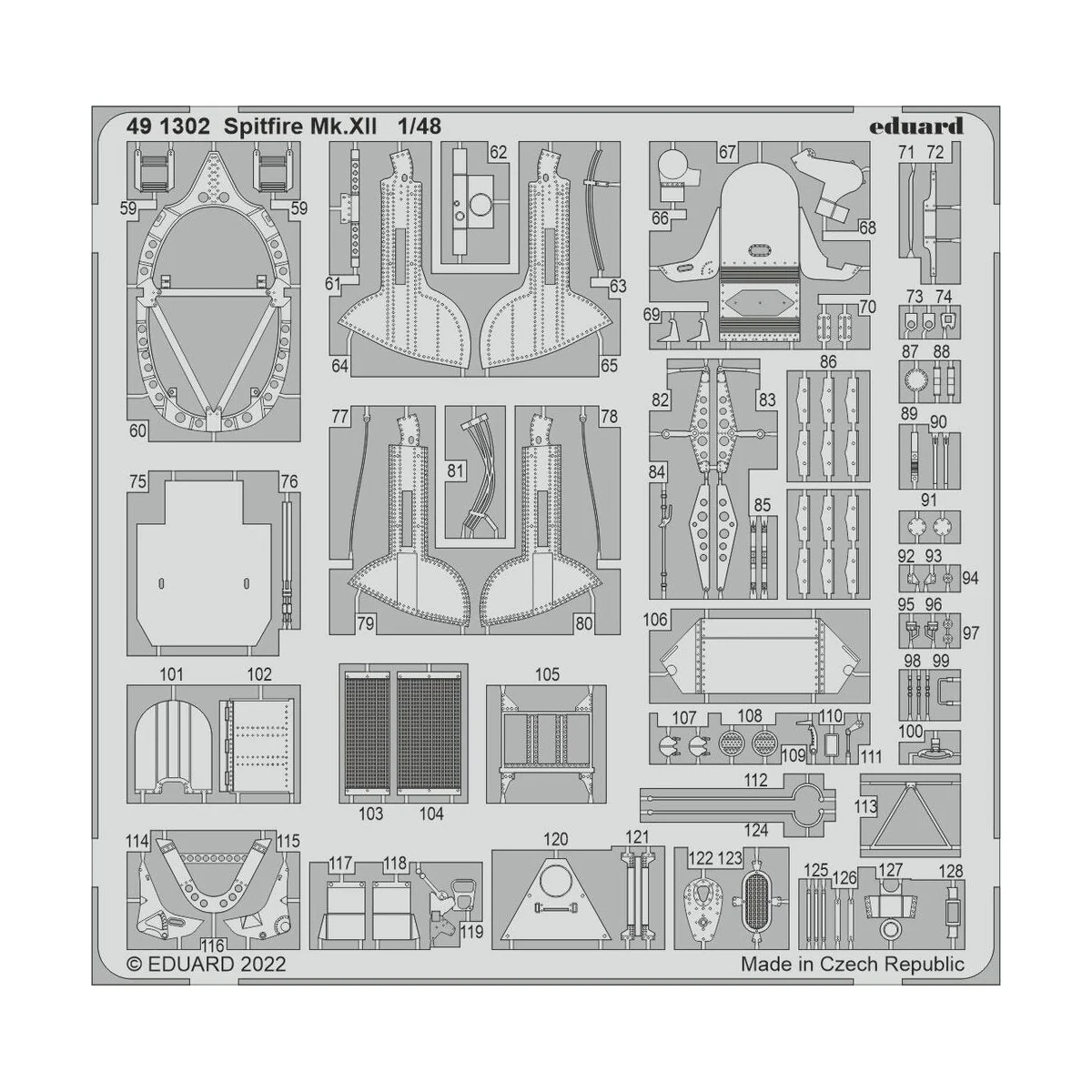 Spitfire Mk.XII for AIRFIX, 1/48 - Eduard Accessories 491302