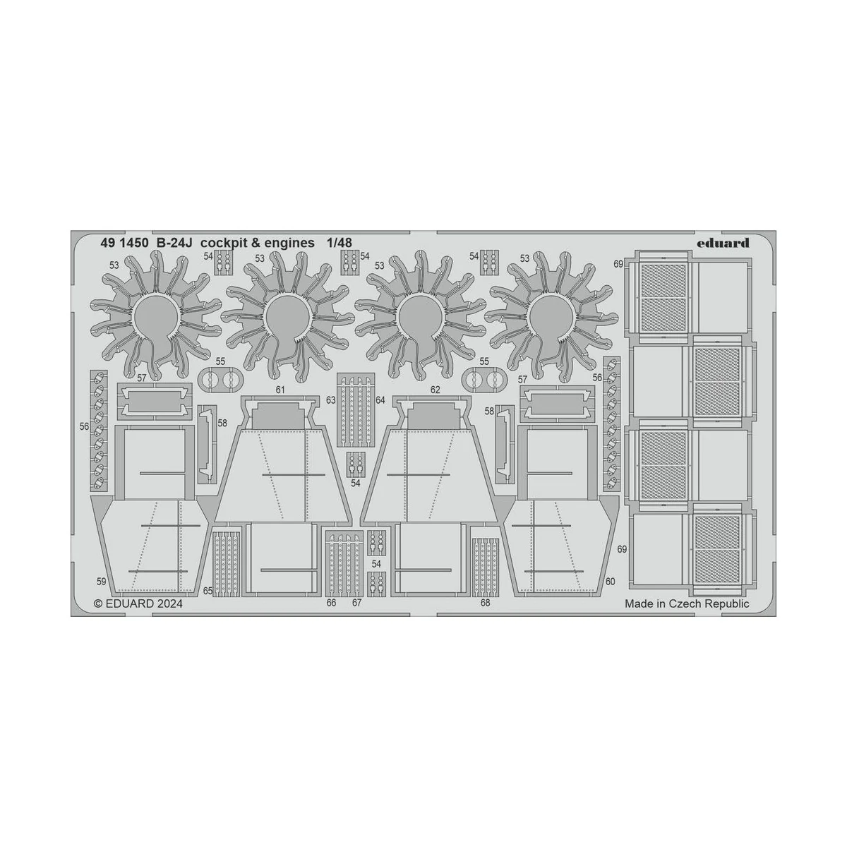 B-24J cockpit & engines HOBBY BOSS - Eduard Accessories 491450