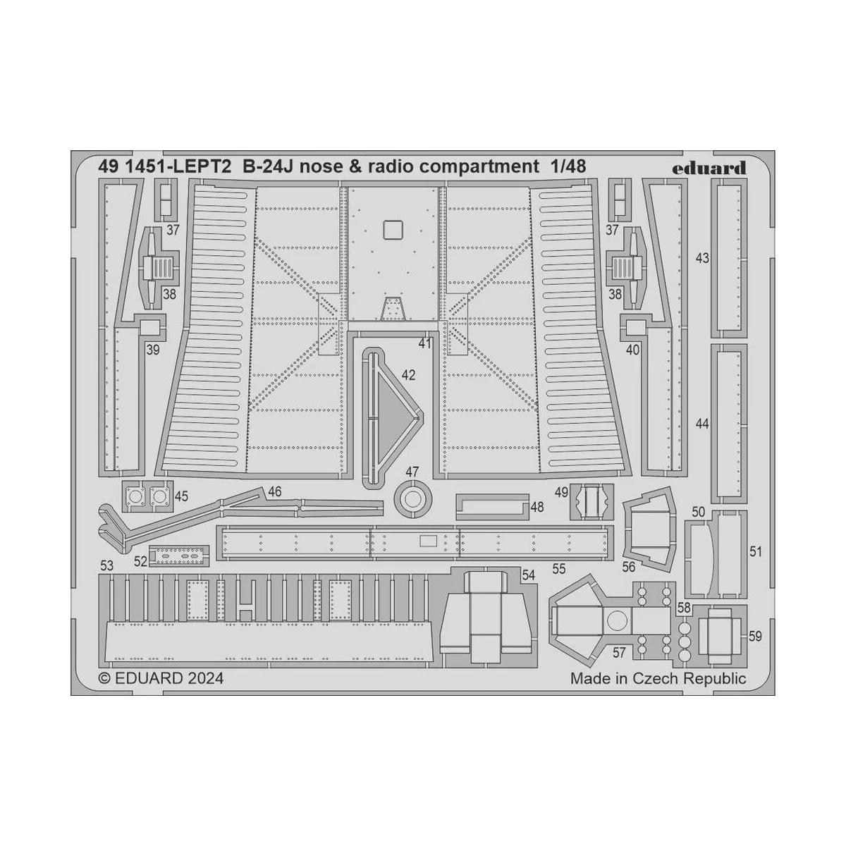 B-24J nose & radio compartment, 1/48 - Eduard Accessories 491451