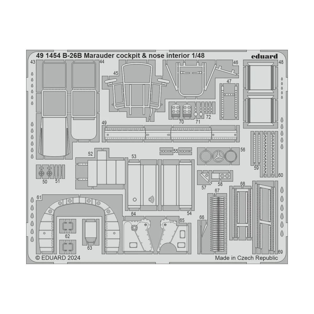B-26B Marauder cockpit & nose interior ICM, 1/48 - Eduard Accessori...