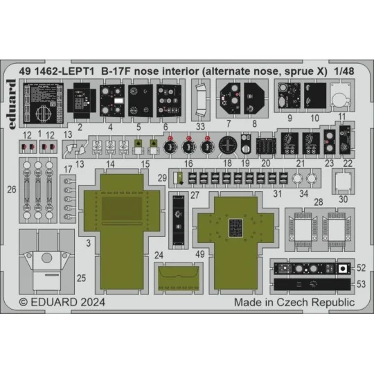 B-17F nose interior (alternate nose, sprue X) 1/48 - Eduard Accesso...