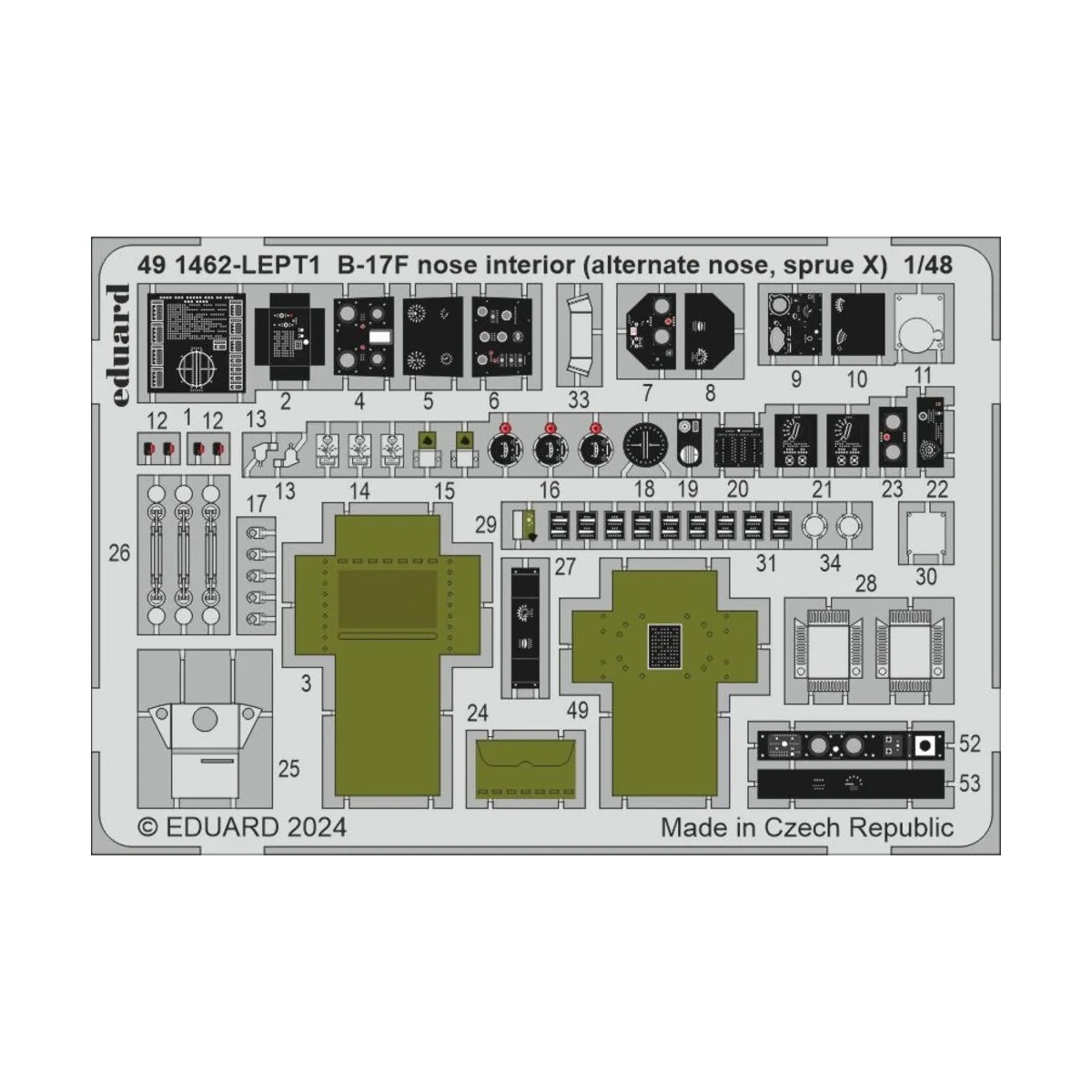 B-17F nose interior (alternate nose, sprue X) 1/48 - Eduard Accesso...