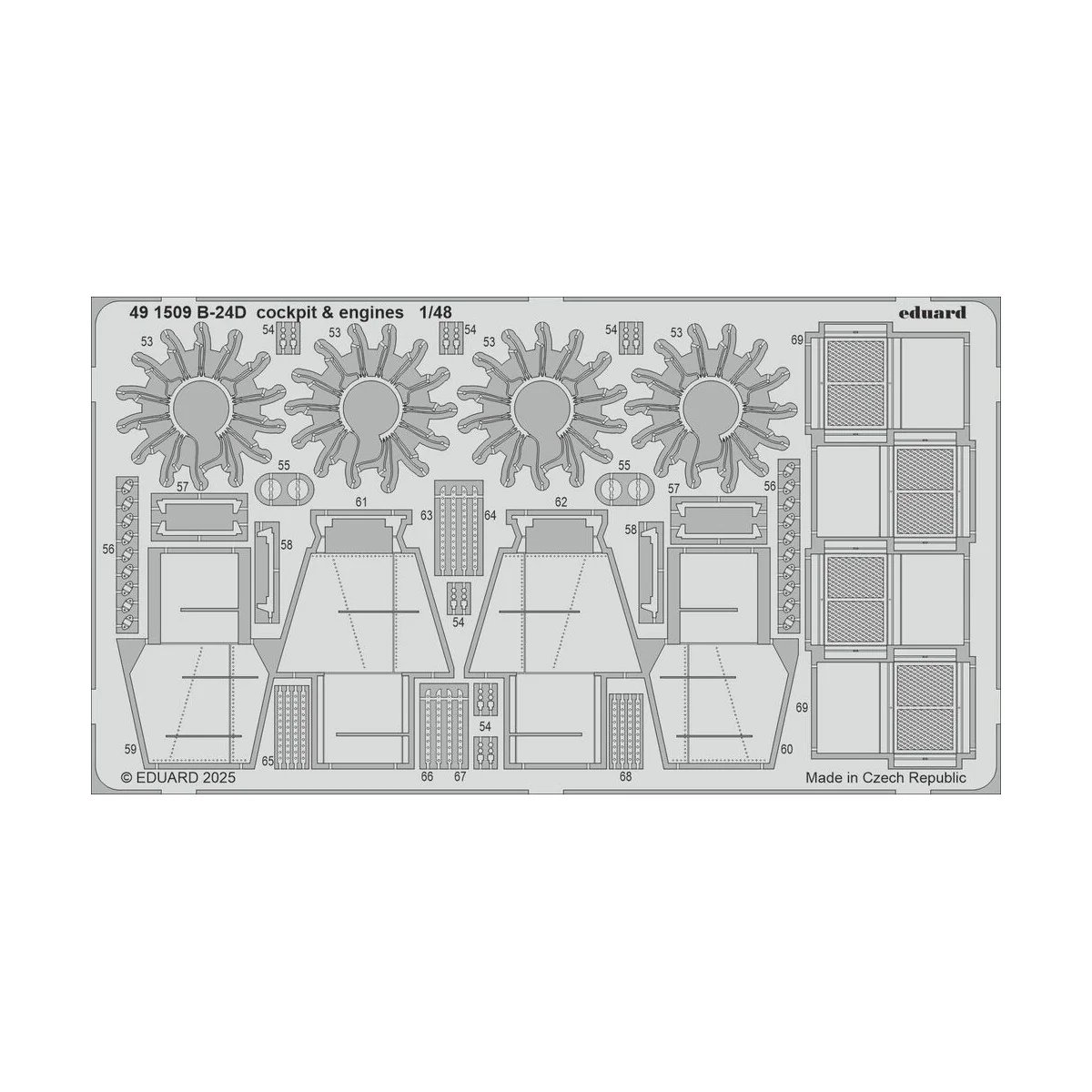 B-24D cockpit & engines HOBBY BOSS, 1/48 - Eduard Accessories 491509