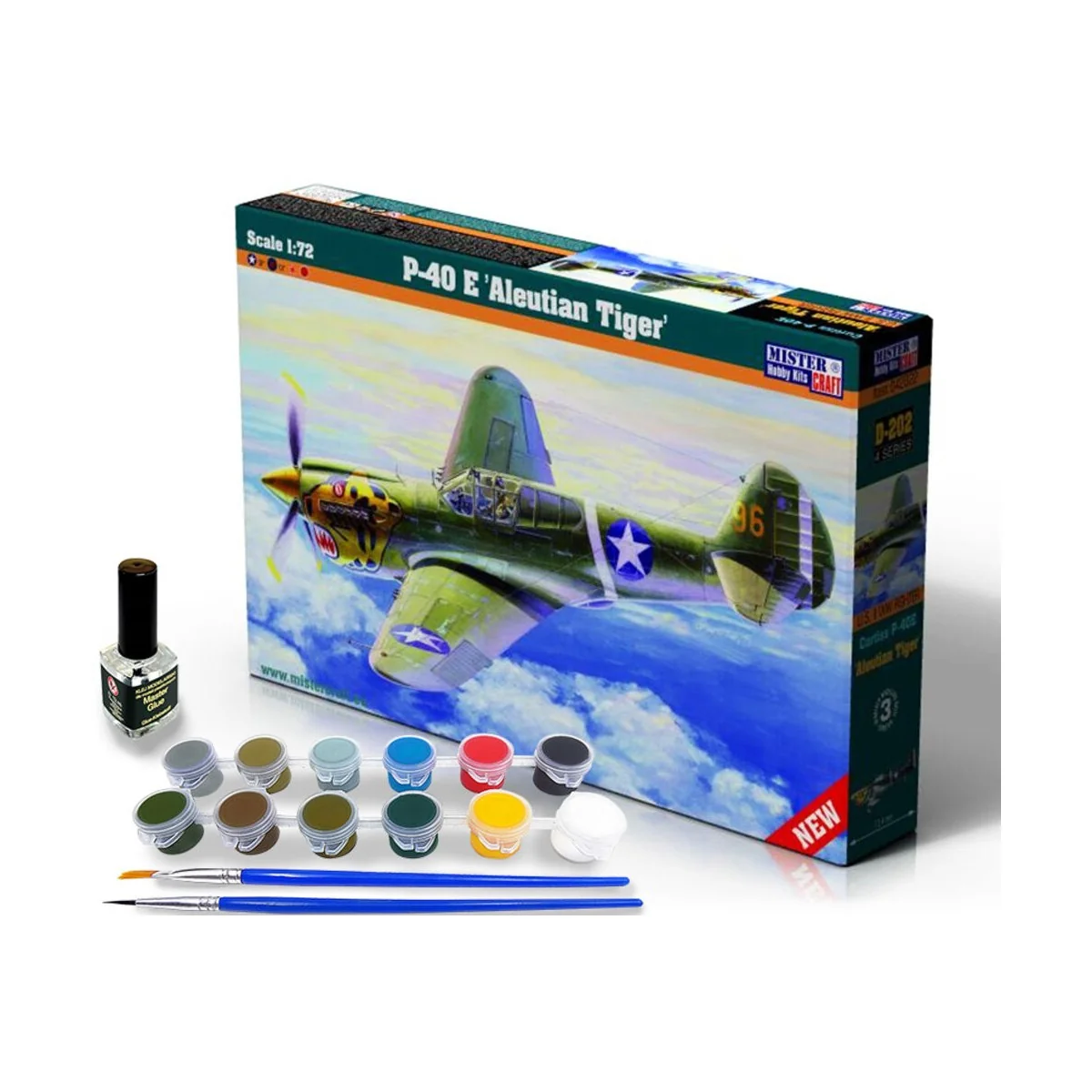 P-40E Aleutian Tiger START SET, 1/72 - Mistercraft SD-202 P-40E Aleutian Tiger START SET, 1/72 - Mistercraft SD-202