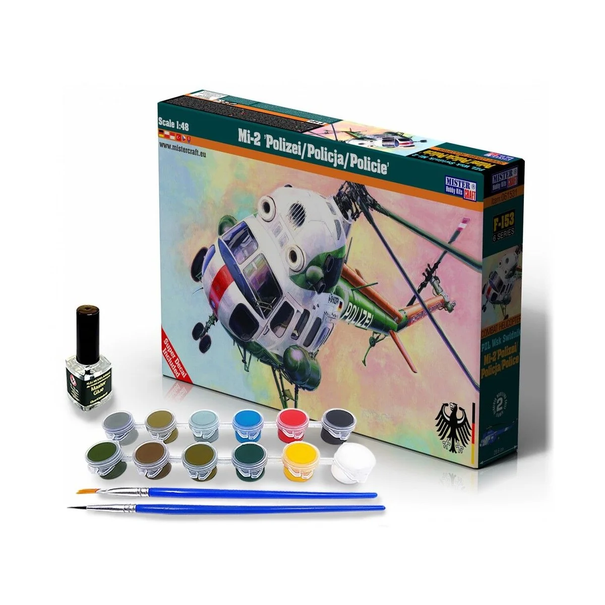 Mi-2 Polizei/Policja/Policie START SET, 1/48 - Mistercraft SF-153 Mi-2 Polizei/Policja/Policie START SET, 1/48 - Mistercraft SF-153