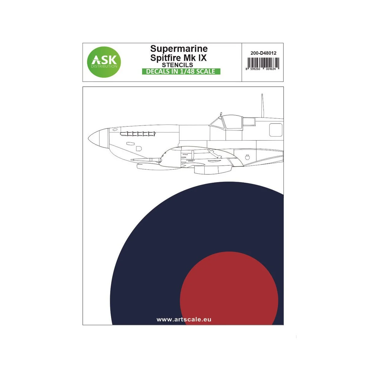 Spitfire Mk.IX - stencils, 1/48 - Art Scale Kit 200-D48012