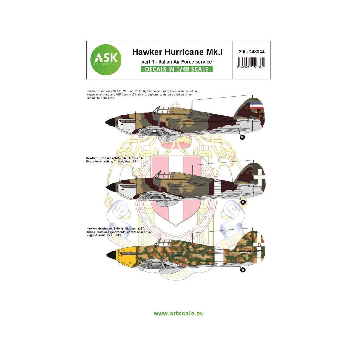Hawker Hurricane Mk.I part 1 - Italian / Jugoslavian AF, 1/48 - Art...