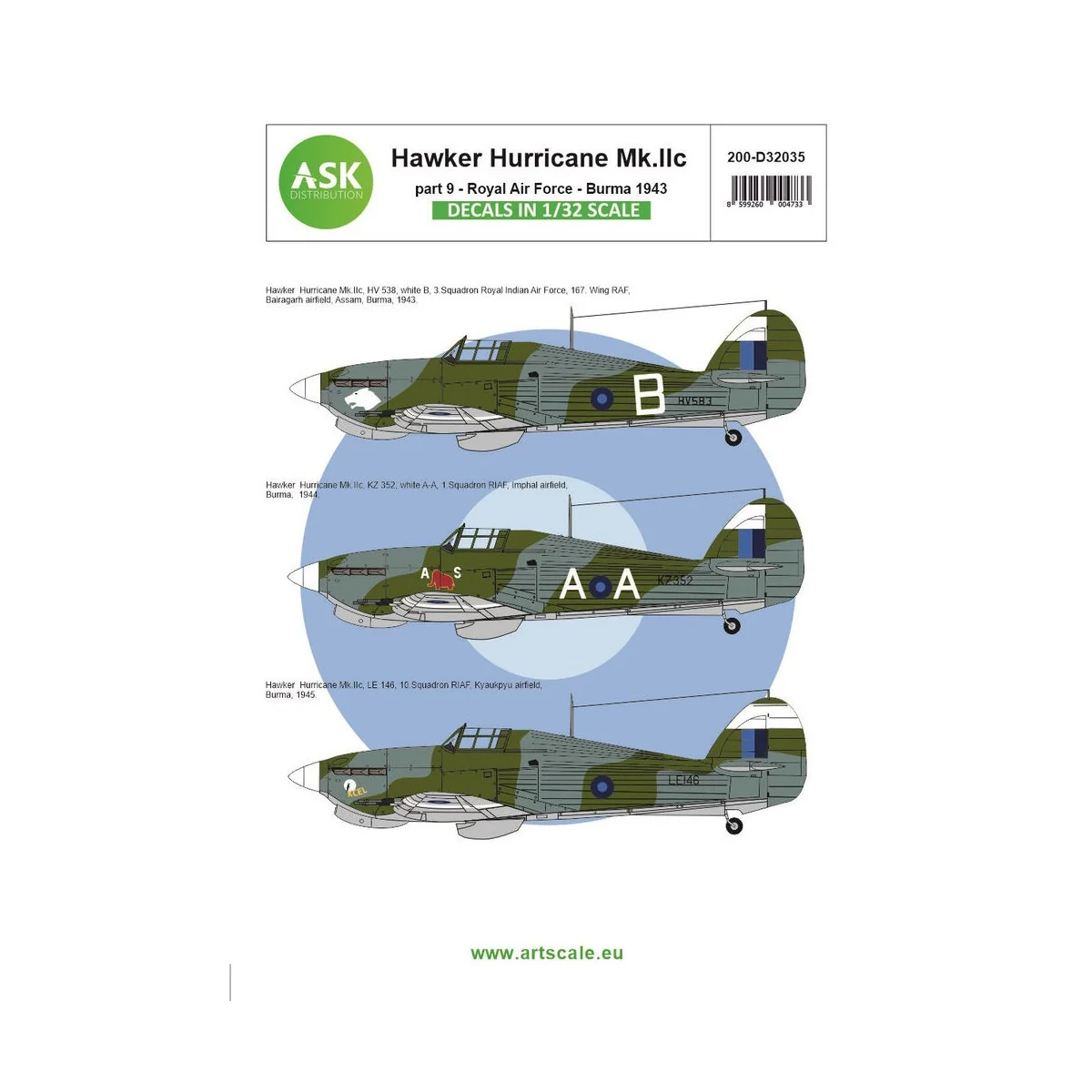 Hawker Hurricane Mk.IIc part 9 - Royal Air Force Burma, 1/32 - Art ...