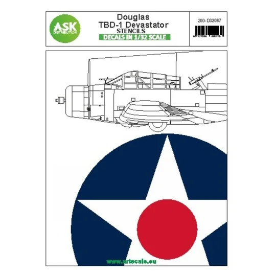 Douglas TBD-1 Devastator - STENCILS, 1/32 - Art Scale Kit 200-D32087 Douglas TBD-1 Devastator - STENCILS, 1/32 - Art Scale Kit 200-D32087