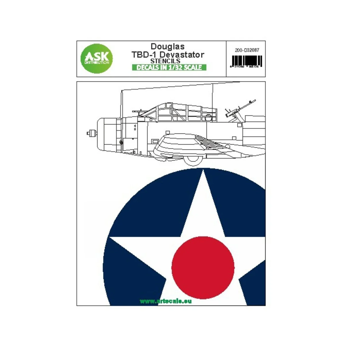 Douglas TBD-1 Devastator - STENCILS, 1/32 - Art Scale Kit 200-D32087 Douglas TBD-1 Devastator - STENCILS, 1/32 - Art Scale Kit 200-D32087