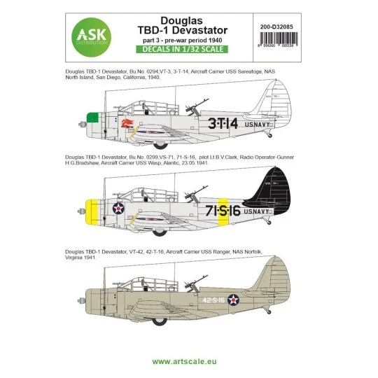Douglas TBD-1 Devastator part 3 - pre-war period 1940 - Art Scale K...