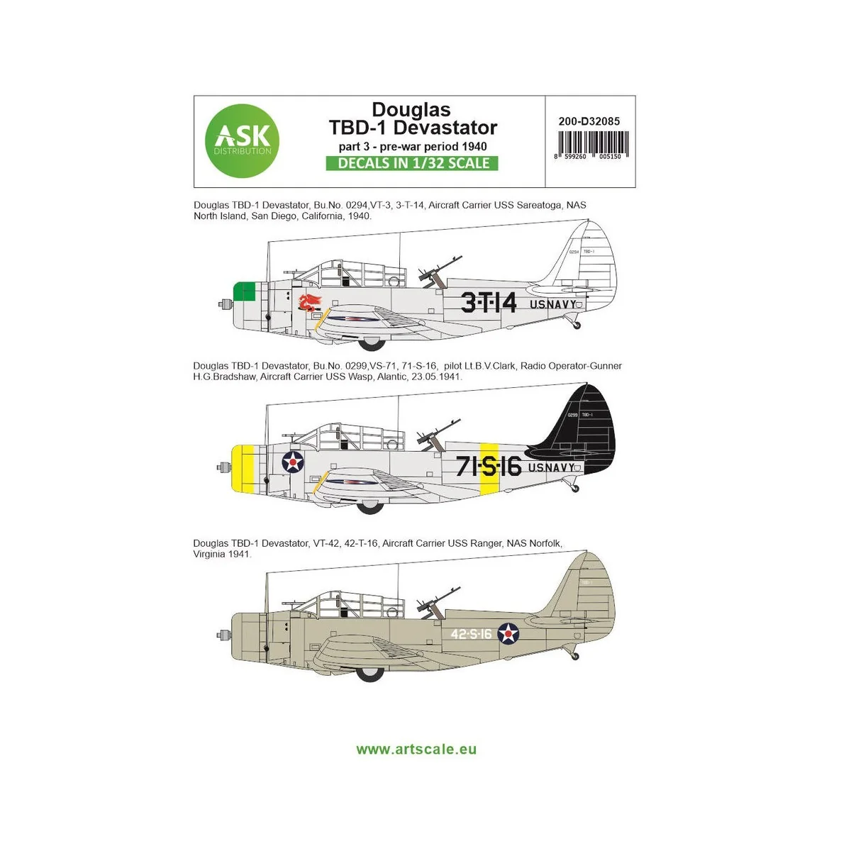 Douglas TBD-1 Devastator part 3 - pre-war period 1940 - Art Scale K...