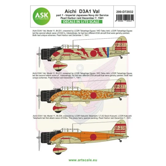 Aichi D3A1 Val part 1 - Pearl harbor raid, 7. December 1941, 1/72 -...