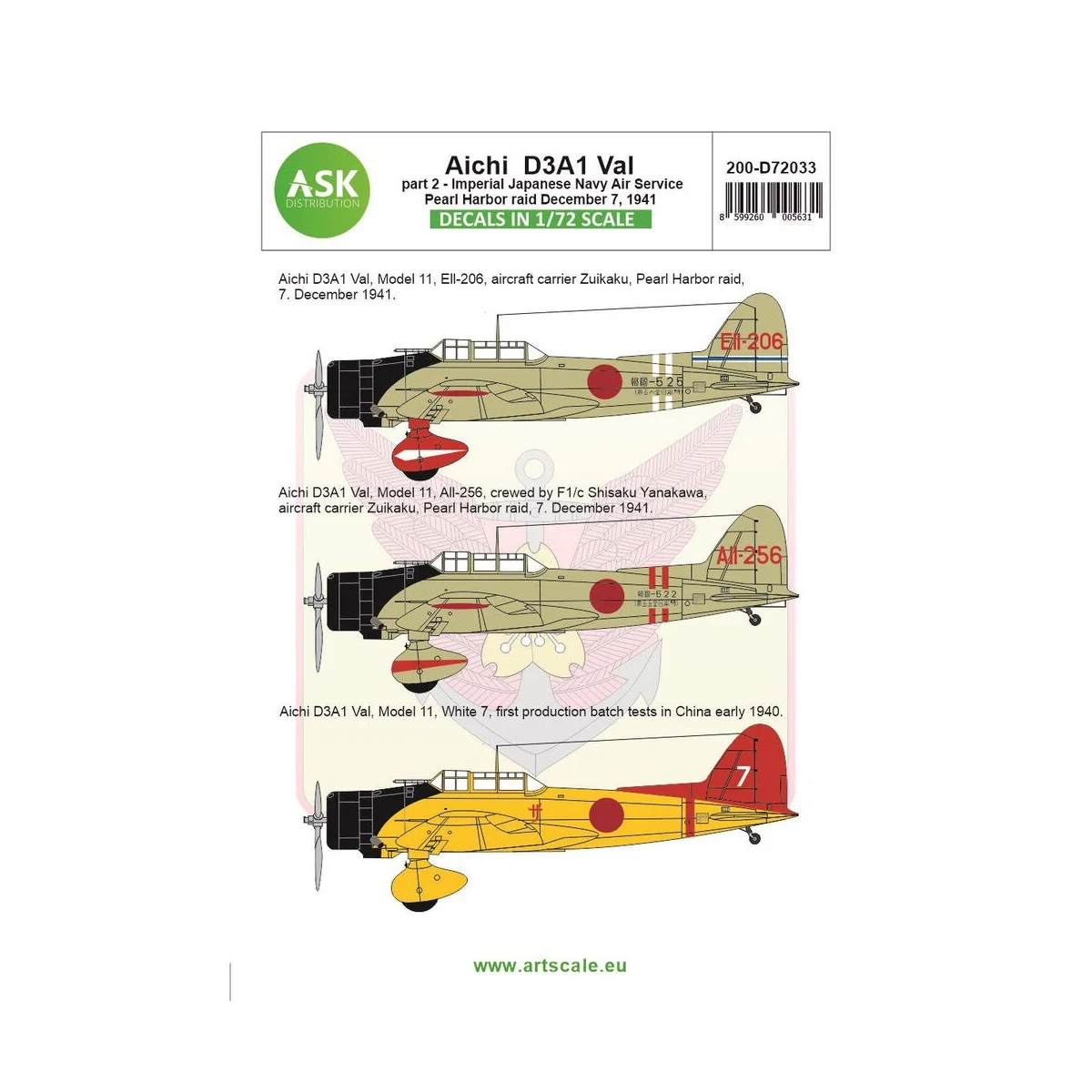 Aichi D3A1 Val part 2 - Pearl harbor raid, 7. December 1941, 1/72 -...