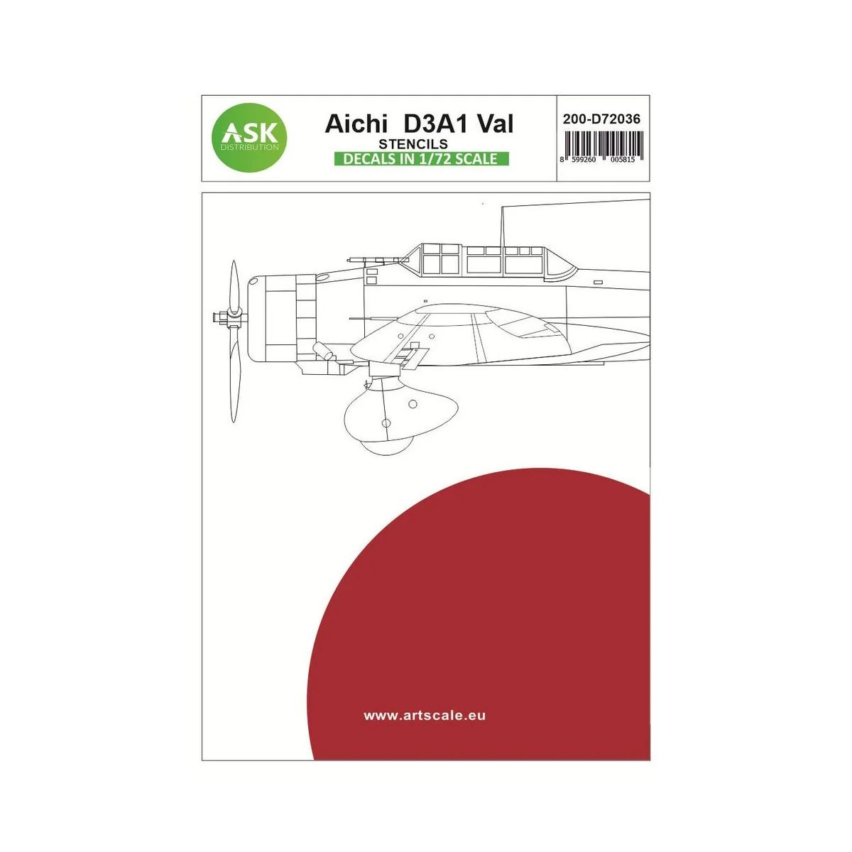 Aichi D3A1 Val - Stencils, 1/72 - Art Scale Kit 200-D72036 Aichi D3A1 Val - Stencils, 1/72 - Art Scale Kit 200-D72036