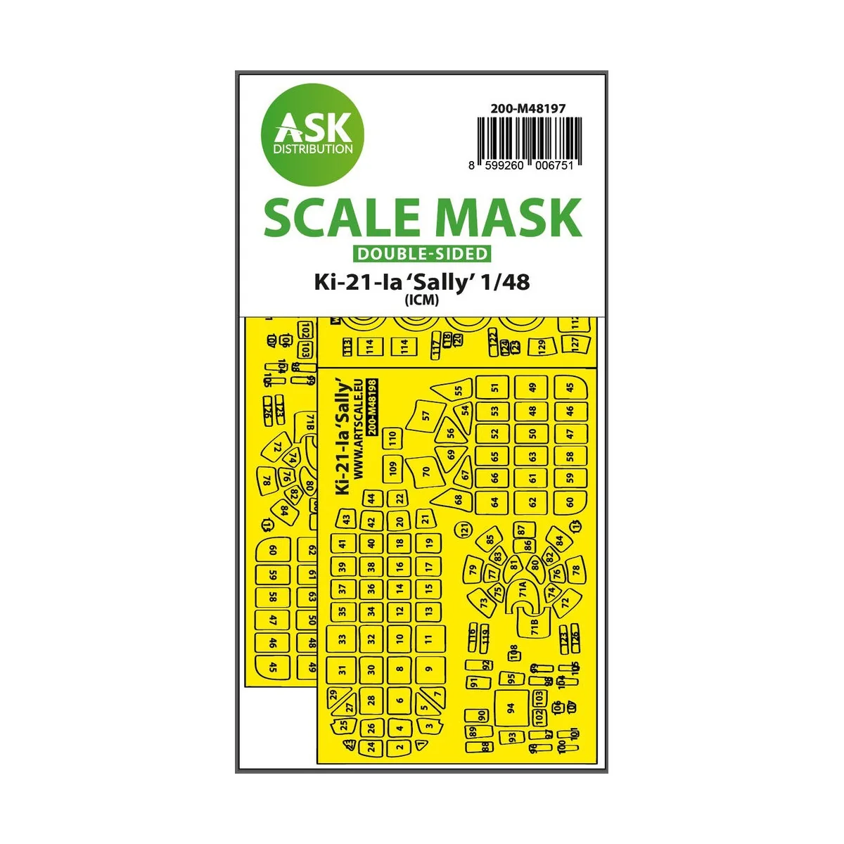 Ki-21-Ia Sally double-sided express fit mask for ICM, 1/48 - Art Sc...