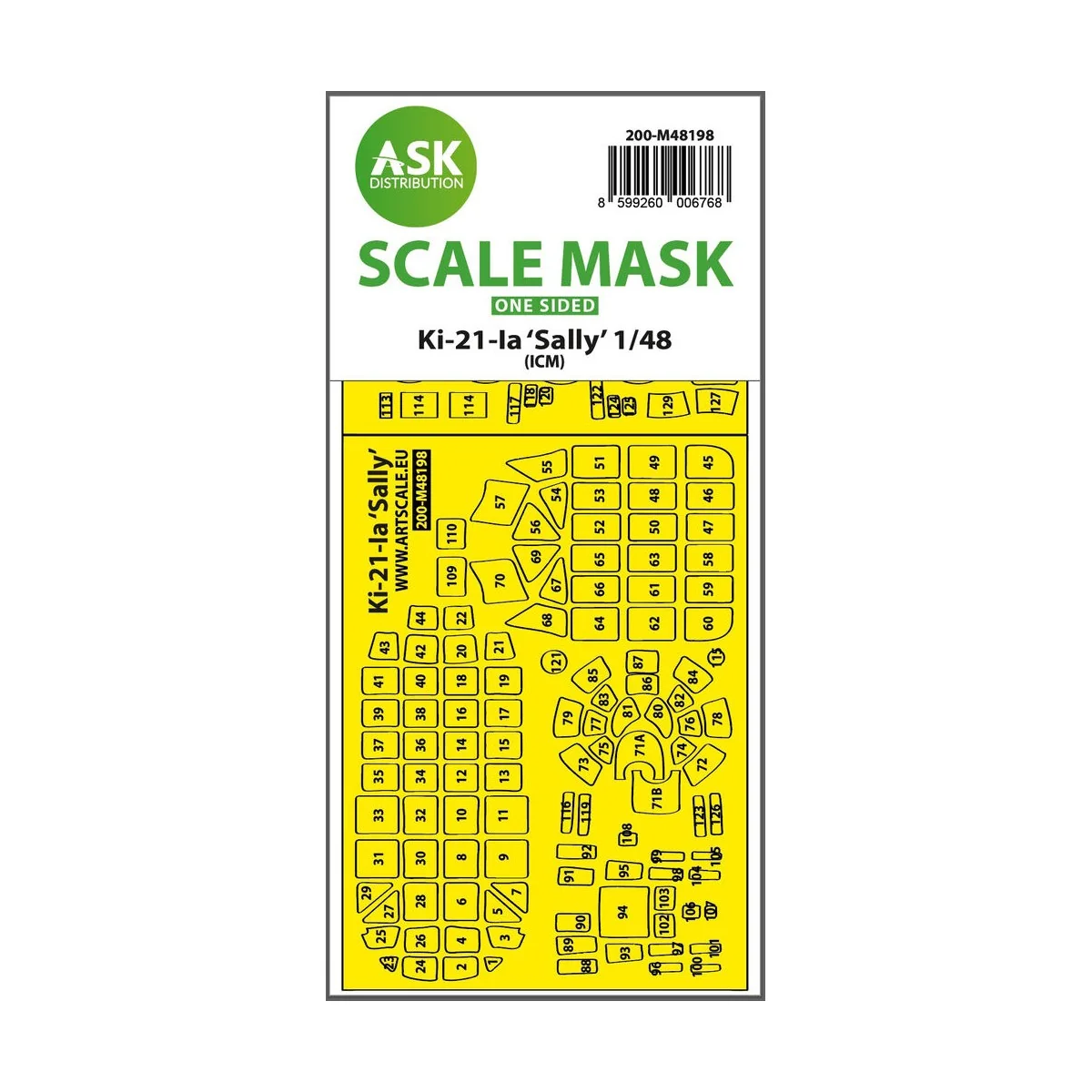 Ki-21-Ia Sally one-sided express fit mask for ICM, 1/48 - Art Scale...