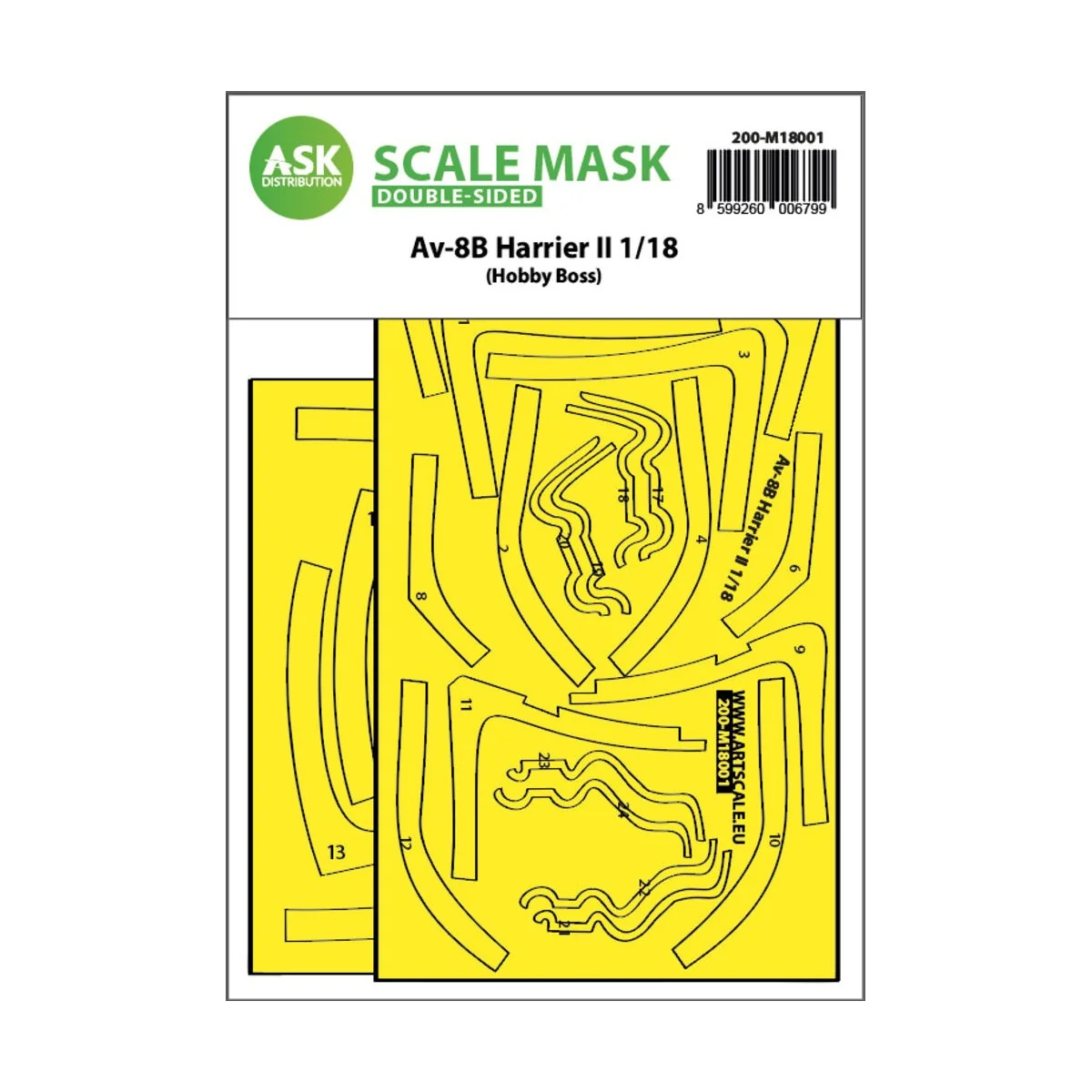 Av-8B Harrier II double-sided express fit mask for Hobby Boss, 1/18...