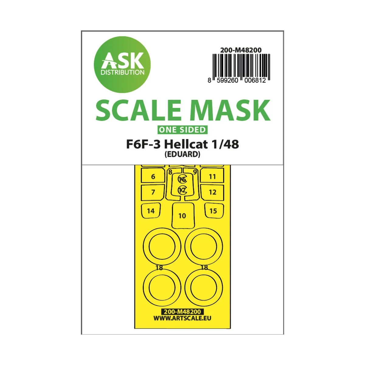 F6F-3 Hellcat one-sided express fit mask for Eduard - Art Scale Kit...
