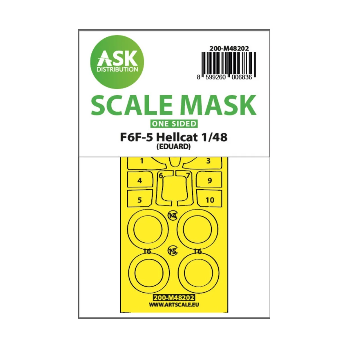 F6F-5 Hellcat one-sided express fit mask for Eduard, 1/48 - Art Sca...