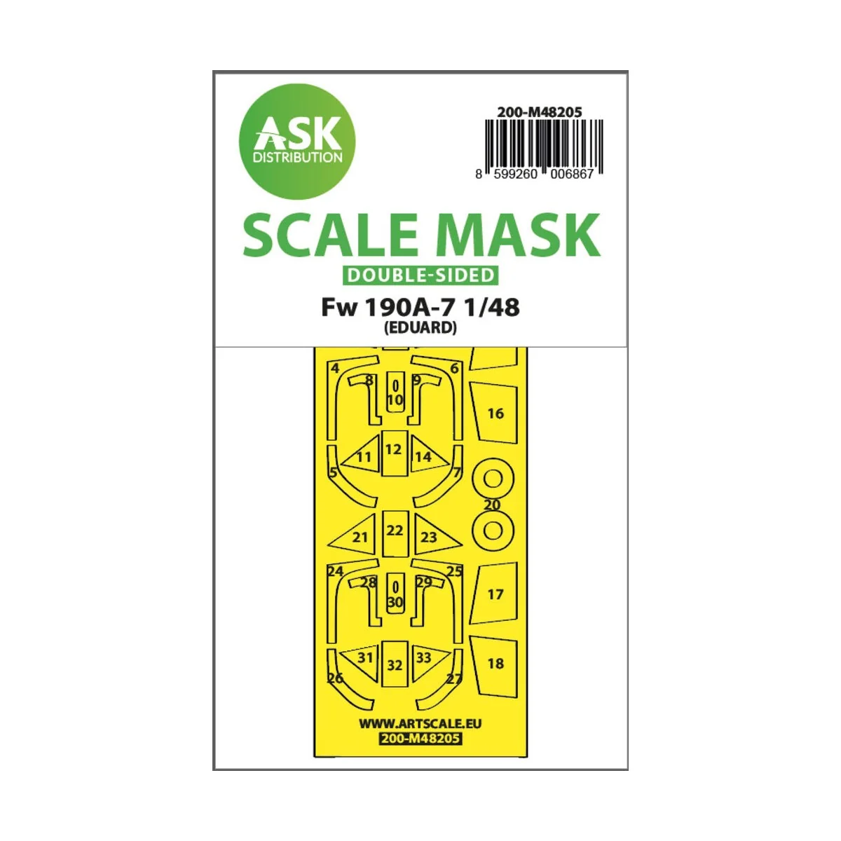 Fw 190A-7 double-sided express fit mask for Eduard, 1/48 - Art Scal...