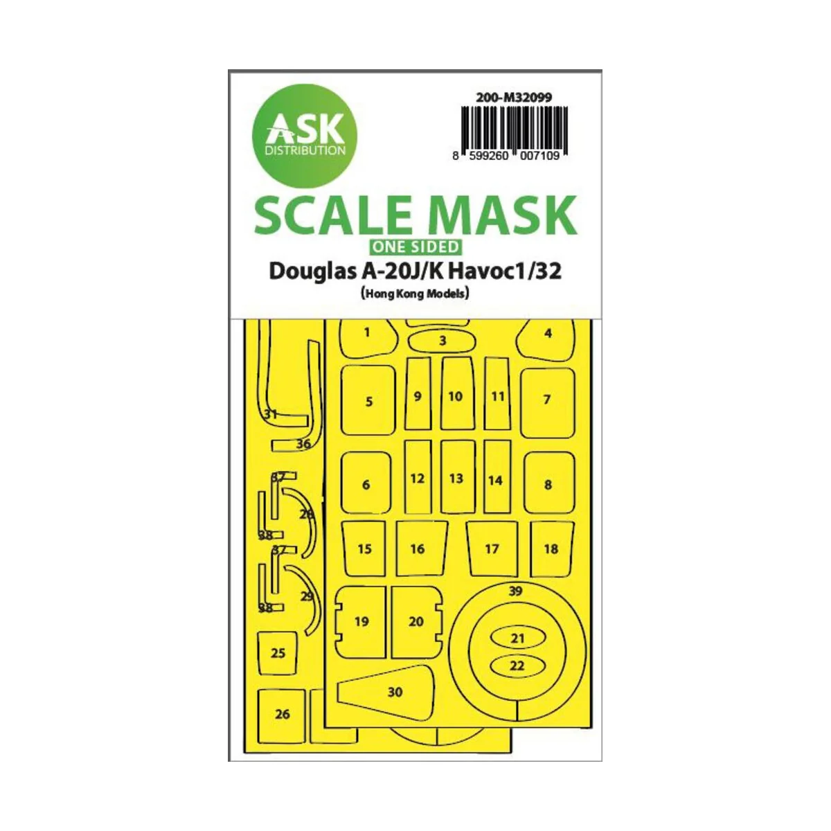 A-20J/K Havoc - one-sided express mask for HK Models, 1/32 - Art Sc...