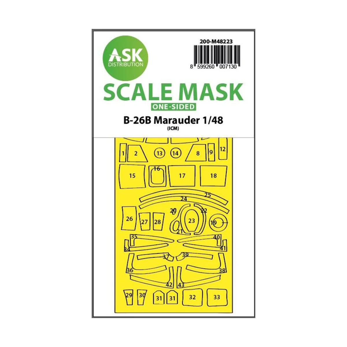 B-26B Marauder one-sided express fit mask for ICM - Art Scale Kit 2...
