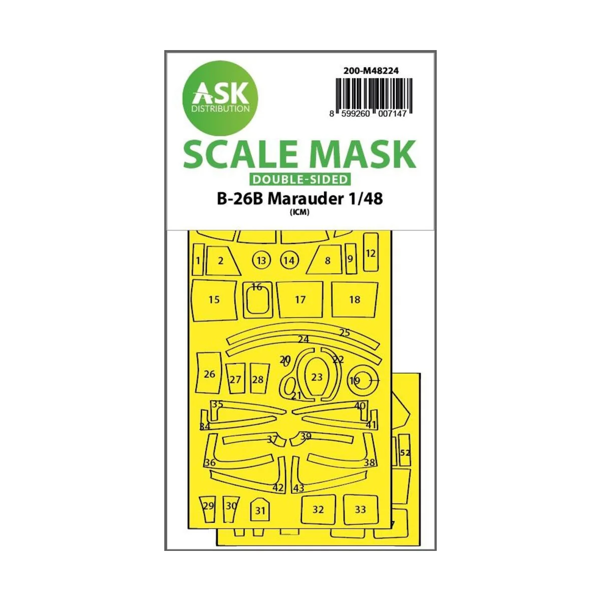 B-26B Marauder double-sided express fit mask for ICM, 1/48 - Art Sc...