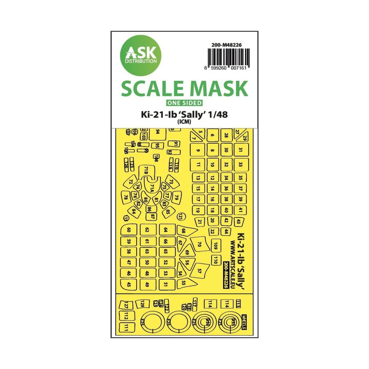 Ki-21-Ib Sally one-sided express fit mask for ICM, 1/48 - Art Scale...