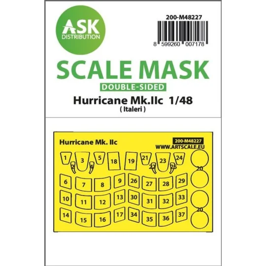 Hawker Hurricane Mk.IIc double-sided express mask for Italeri - Art...