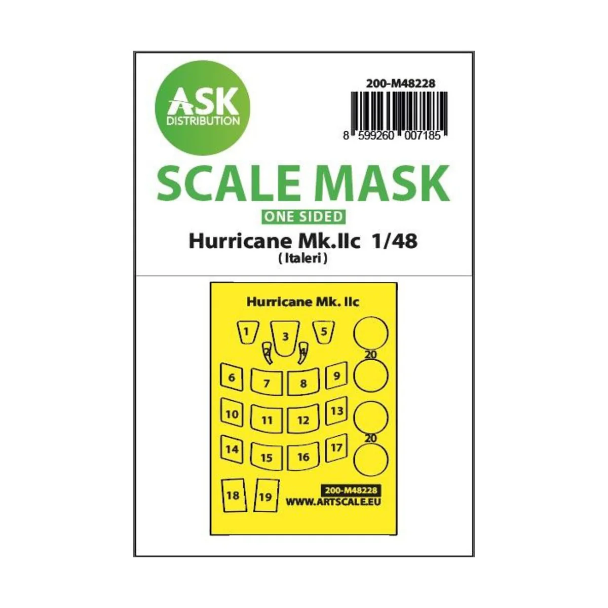 Hawker Hurricane Mk.IIc one-sided express mask for Italeri - Art Sc...