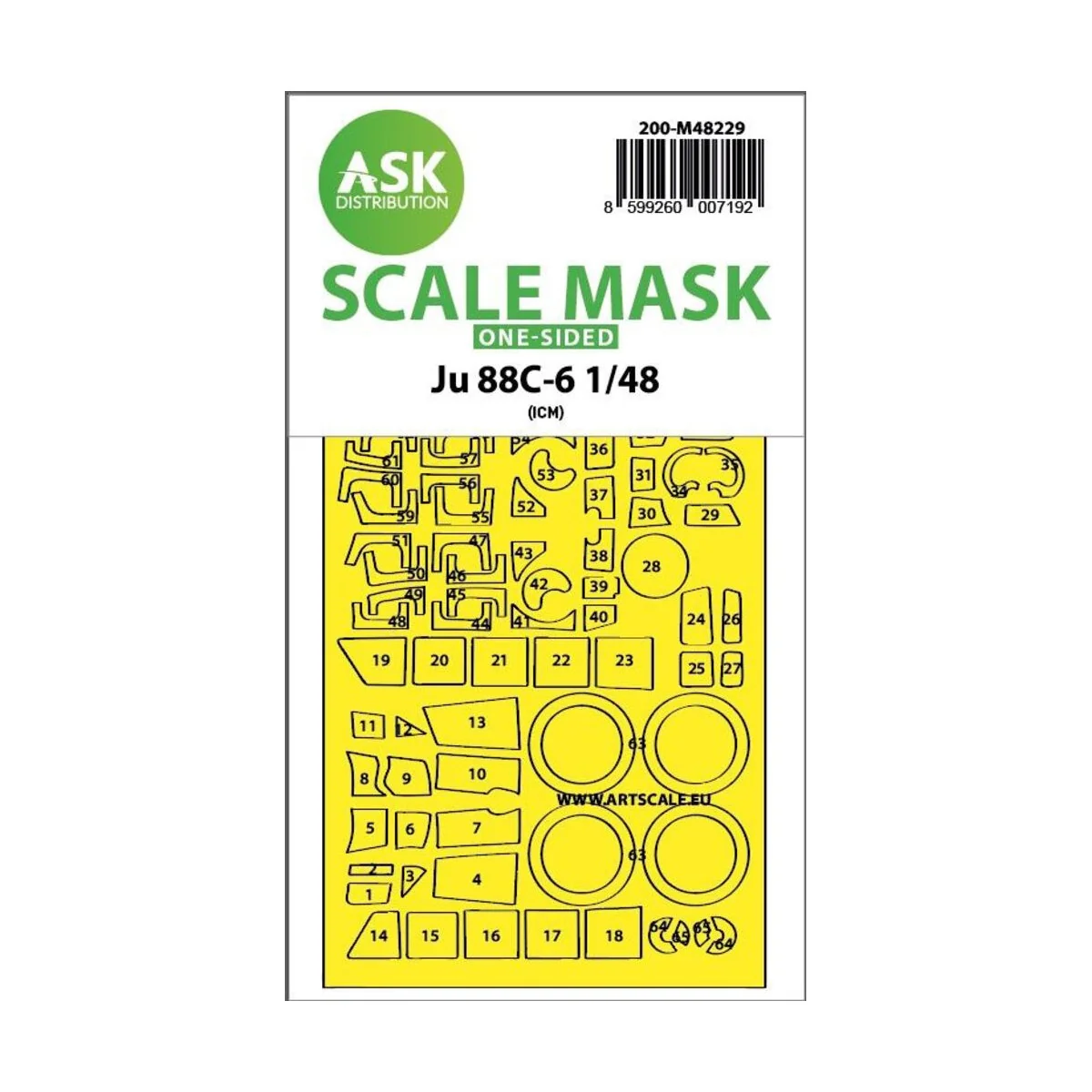 Ju 88C-6 one-sided express fit mask for ICM, 1/48 - Art Scale Kit 2...