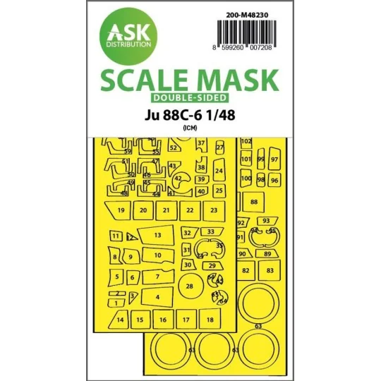 Ju 88C-6 double-sided express fit mask for ICM, 1/48 - Art Scale Ki...