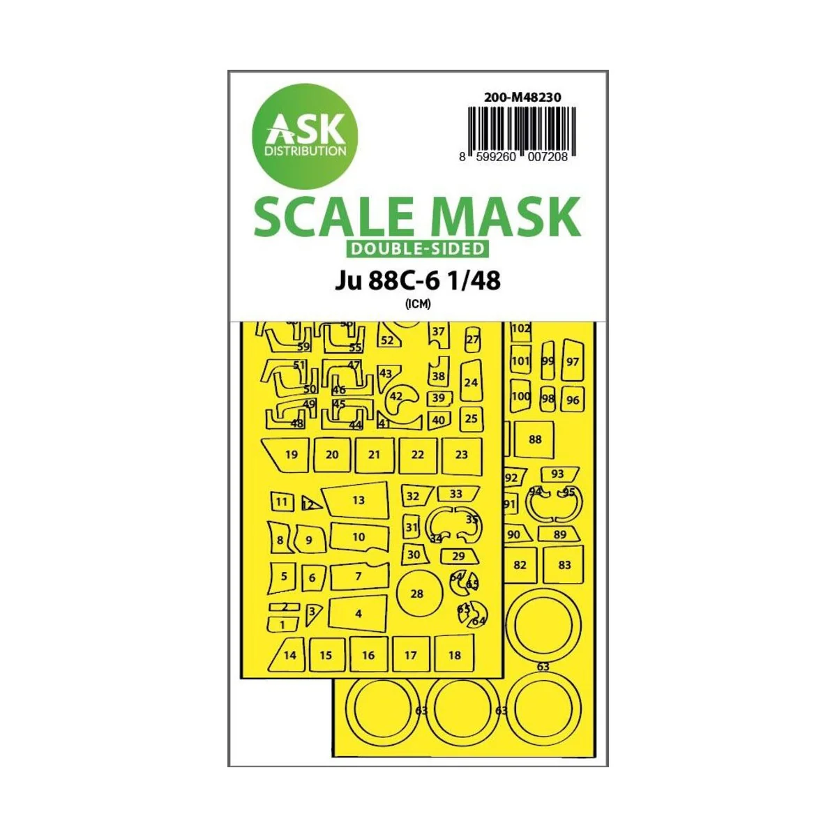 Ju 88C-6 double-sided express fit mask for ICM, 1/48 - Art Scale Ki...