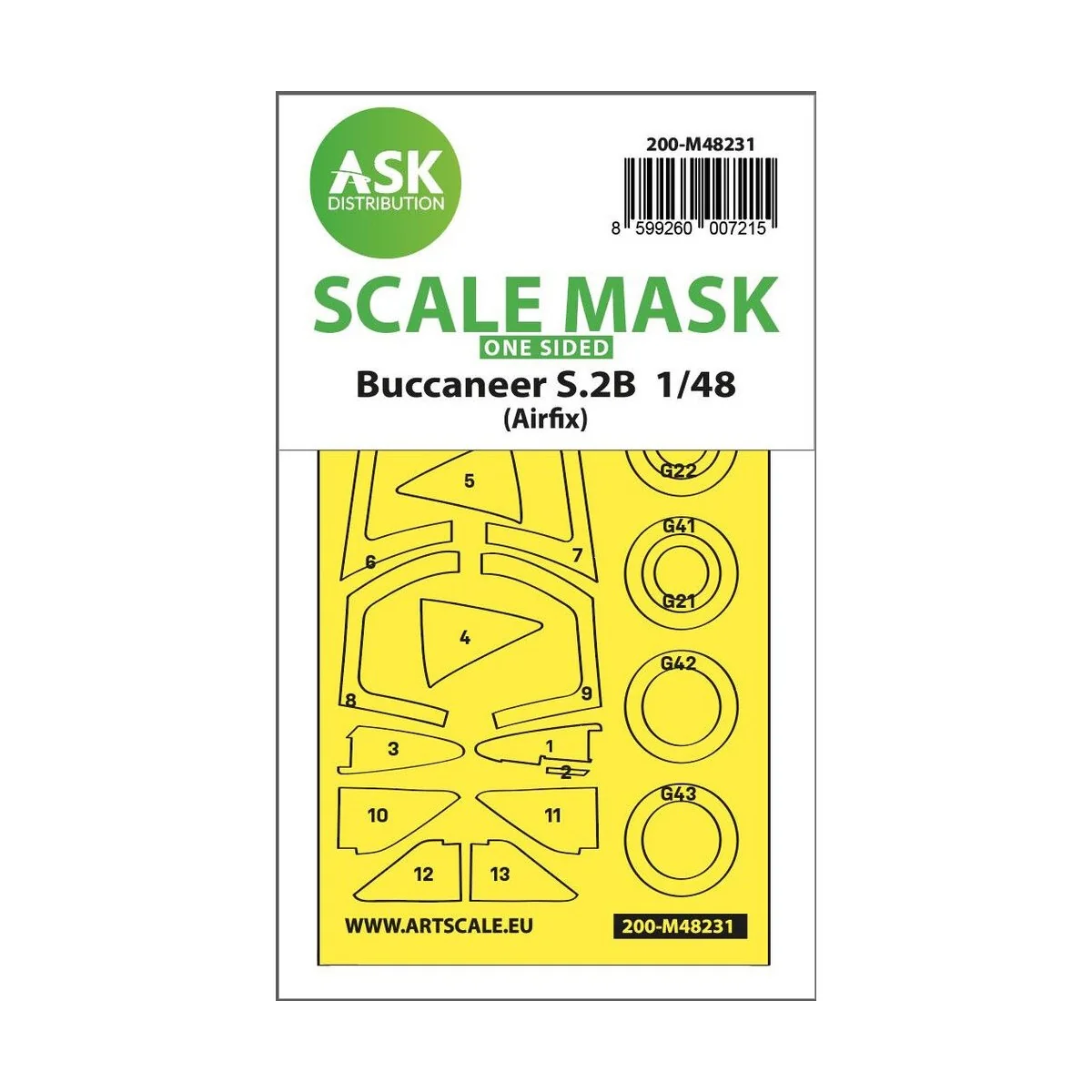 Buccaneer S.2B one-sided express fit mask for Airfix, 1/48 - Art Sc...