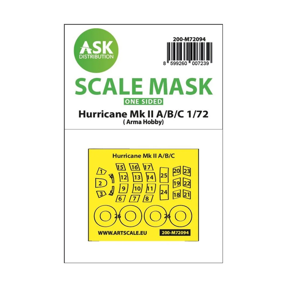 Hawker Hurricane Mk.II A/B/C one-sided fit express mask for Arma Ho...