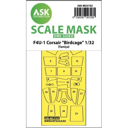 F4U-1 Corsair Birdcage one-sided express fit mask for Tamiya, 1/32 ...