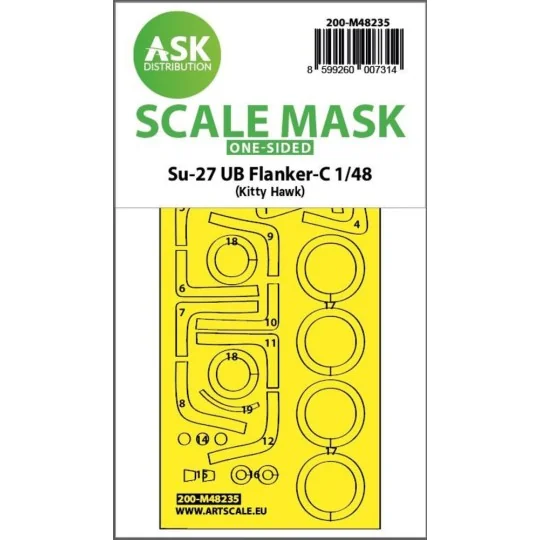Su-27UB Flanker-C one-sided express fit mask for Kitty Hawk - Art S...