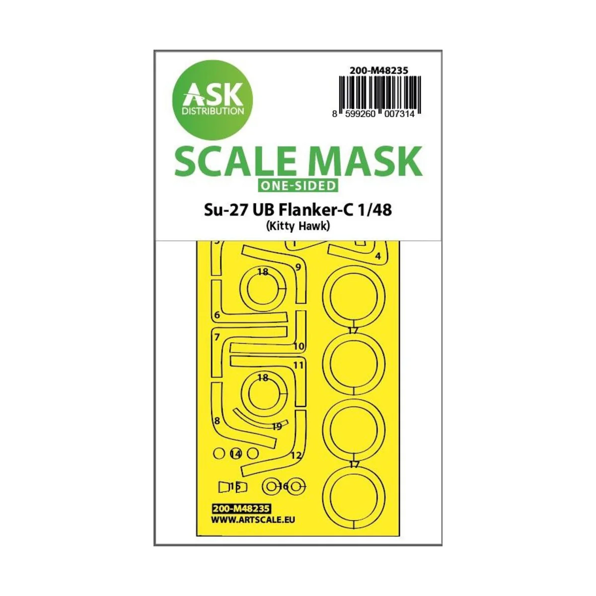 Su-27UB Flanker-C one-sided express fit mask for Kitty Hawk - Art S...